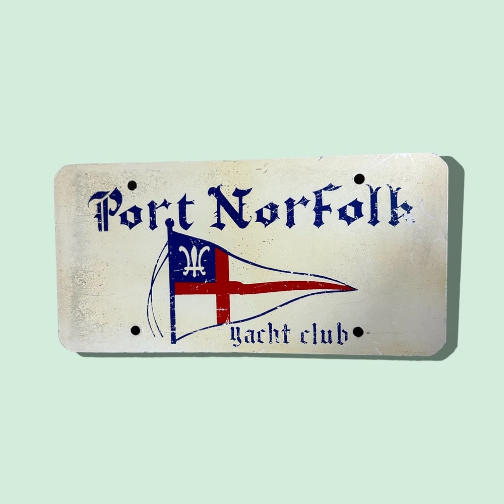 Port Norfolk Yacht Club Small Sign/License Plate Wall Decor Unique 12” x 16”